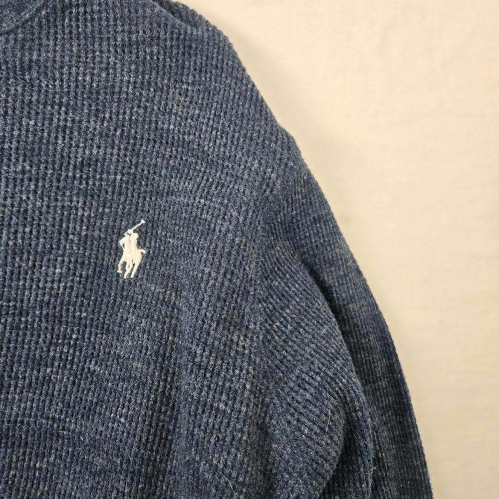 Polo Ralph Lauren Mens XL Blue Gray‎ Waffle Knit Thermal Long Sleeve Crew Shirt - Picture 2 of 6